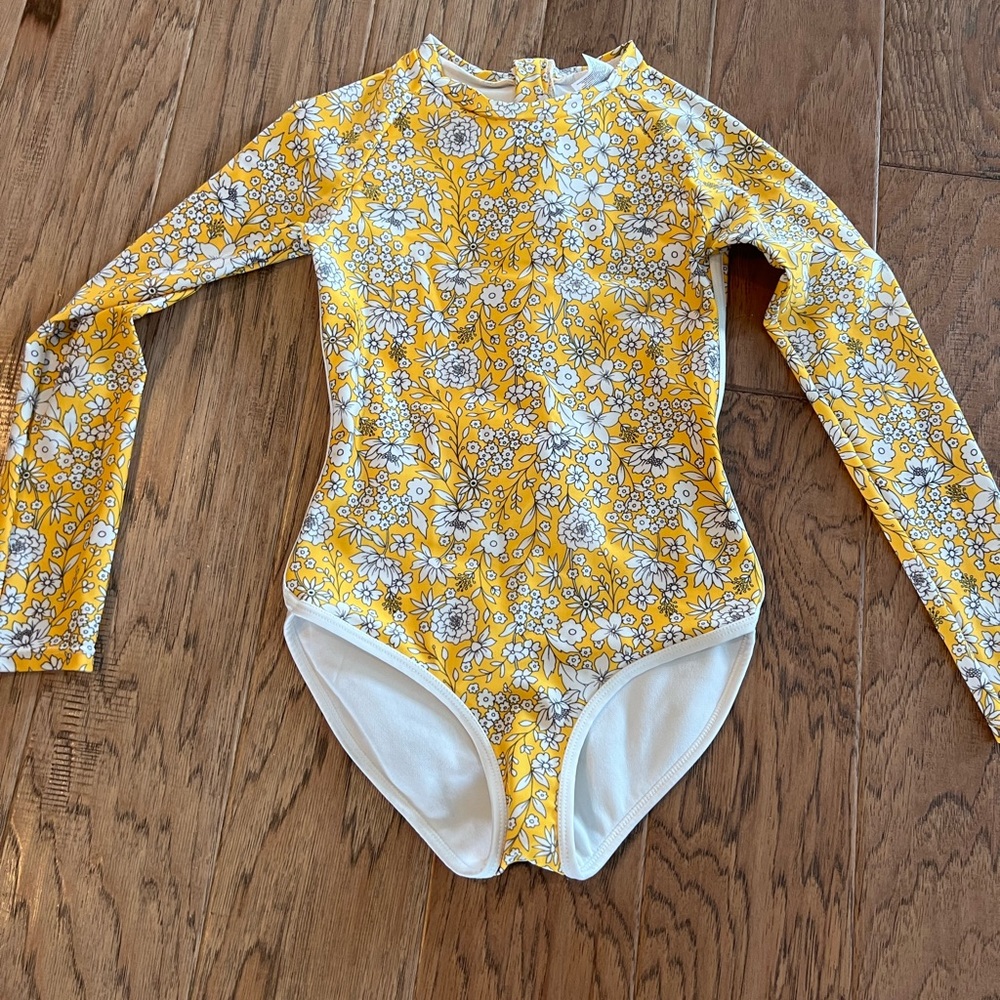 art class Yellow and White Floral Long Sleeve One Piece